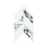 White and black marble-look chevron glass mosaic tile for kitchen backsplashes, bathroom walls, and showers.