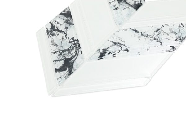 Black and White Marble-Look Chevron Glass Mosaic Tile - Image 2