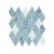 Diamond-shaped blue glass mosaic tile sheet featuring a mix of matte, polished, and textured finishes