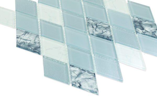 Stylish Blue Glass Diamond Cut Mosaic Tile - Image 2