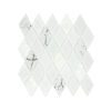White glass mosaic tile with diamond pattern.