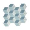 Diamond cube mosaic tile with 3D geometric pattern, showcasing shades of blue and marble accents
