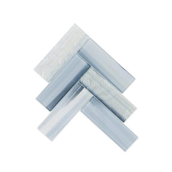 Frosted Blue Herringbone Glass Tile