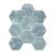Blue Hexagon Marble Look Glass Mosaic Backsplash Tile, featuring a bold blue color and hexagon shape, mounted on an 11.5’’ X 10.5’’ mesh.