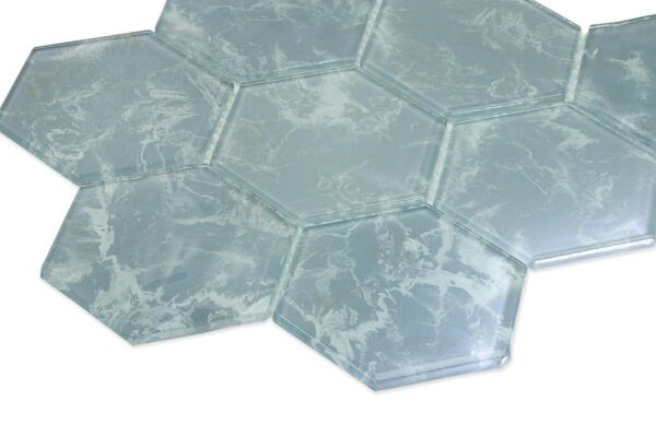 Bold Hexagon Marble Look Glass Mosaic - HX9834 - Image 2