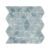 Gray marble and glass triangle mosaic tile with a mix of solid and veined patterns, arranged in a repeating triangular design.