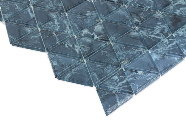 Deep Blue Geometry: Marble Look Glass Triangle Mosaic Tile - HXT9835 - Image 2