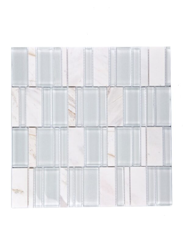 Modern Harmony: Marble & Glass Rectangular Mosaic Tile - M3111 - Image 3