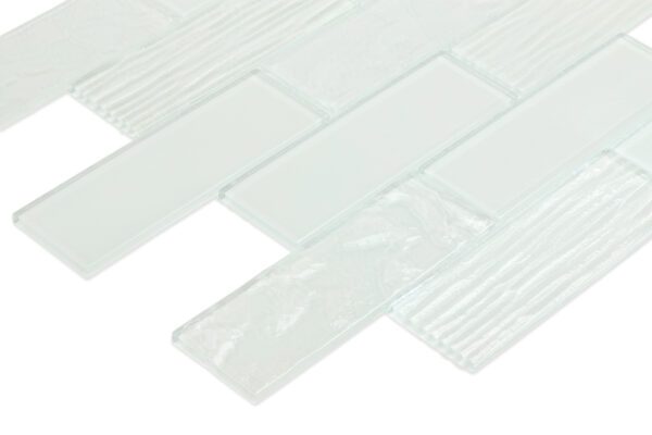 Light & Texture: Clear White Glass Subway Tile - K0141 - Image 2