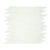 White iridescent glass stick mosaic tile with a horizontal pattern, designed to add linear elegance and shimmer to interior spaces.