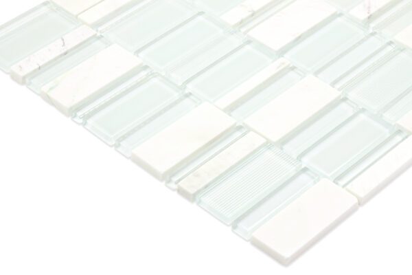 Modern Harmony: Marble & Glass Rectangular Mosaic Tile - M3111 - Image 2