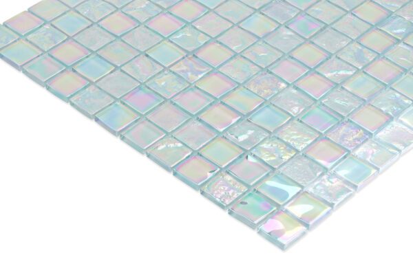 Ethereal Glow: Grey Iridescent Textured 1''x1'' Glass Mosaic Tile - P2355 - Image 2