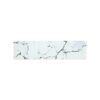 Close-up image of a subway glass tile with a white marble-like pattern featuring subtle grey veining and a smooth, glossy finish.