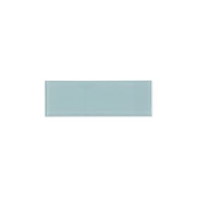 3x9 inch light grey glass subway tile with a glossy finish, designed to evoke tranquil tides in interior spaces.